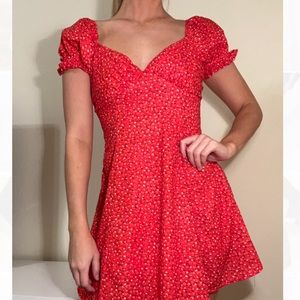 red floral baby doll dress